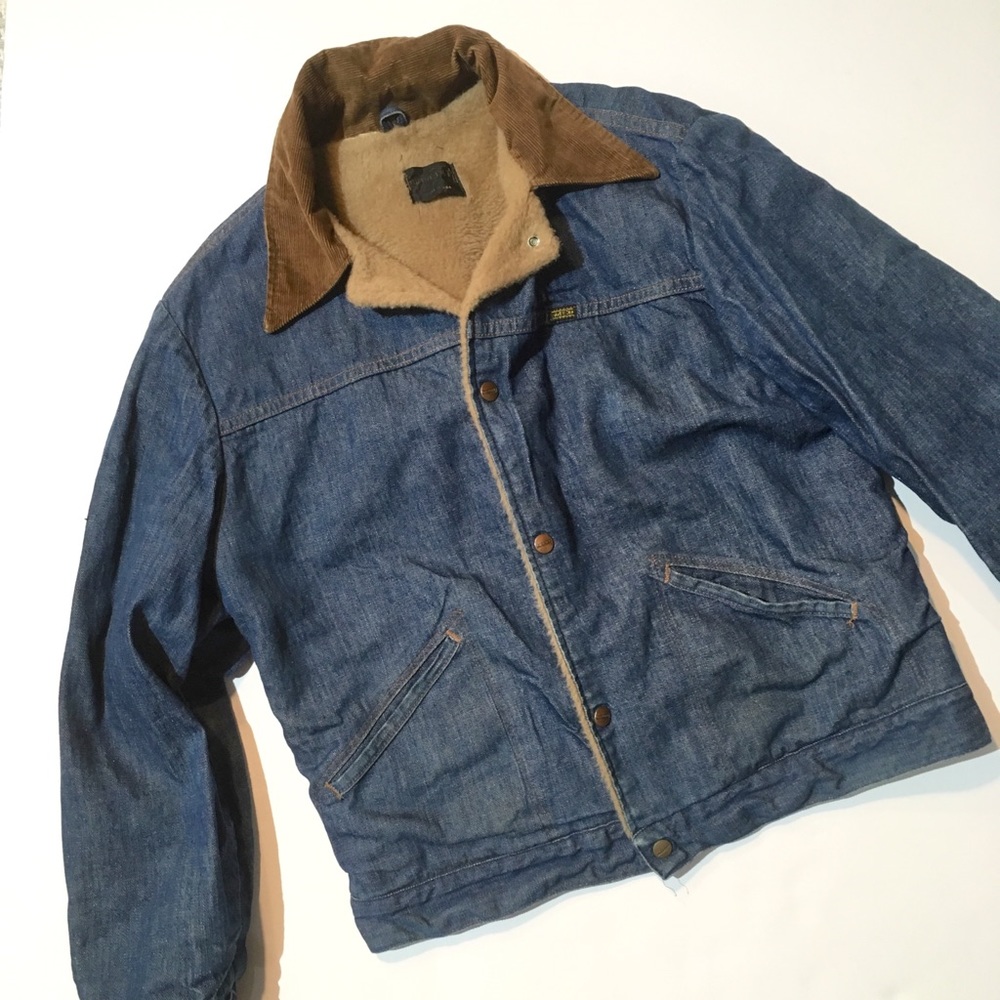Vintage 1970s Denim Faux Fur Field Jacket